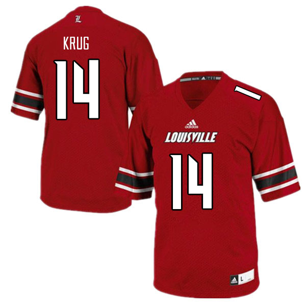 Men #14 Gabe Krug Louisville Cardinals College Football Jerseys Sale-Red - Click Image to Close
